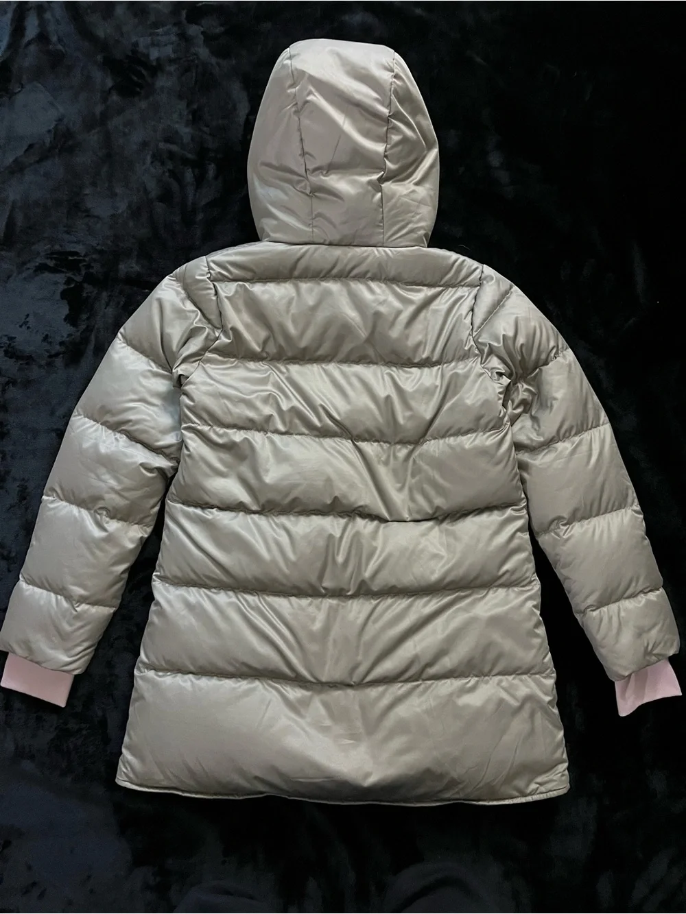 Patagonia Girls Down Parka in Taupe / Dusty Pink - Girl’s Size XL (14)